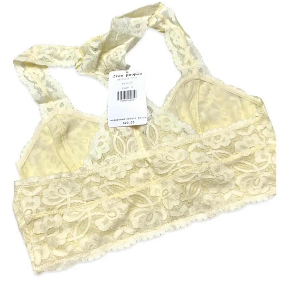 Free People Gallon Racerback Yellow Lace Bralette Size Small